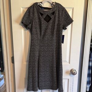 Apt. 9 Black and White Tweed Midi Dress with Cutout Neckline